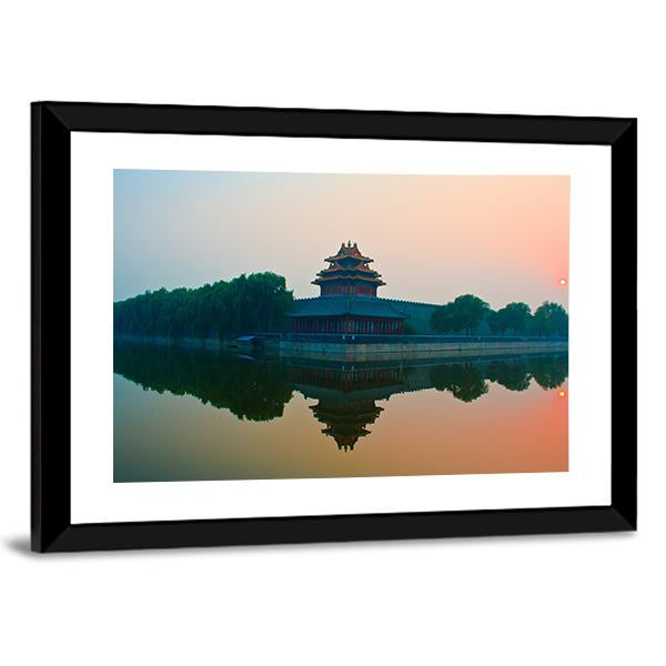 Sunset Over The Forbidden City In Beijing Canvas Wall Art-3 Horizontal-Gallery Wrap-25" x 16"-Tiaracle