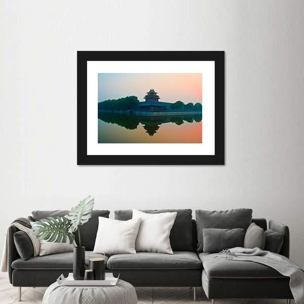 Sunset Over The Forbidden City In Beijing Canvas Wall Art-3 Horizontal-Gallery Wrap-25" x 16"-Tiaracle