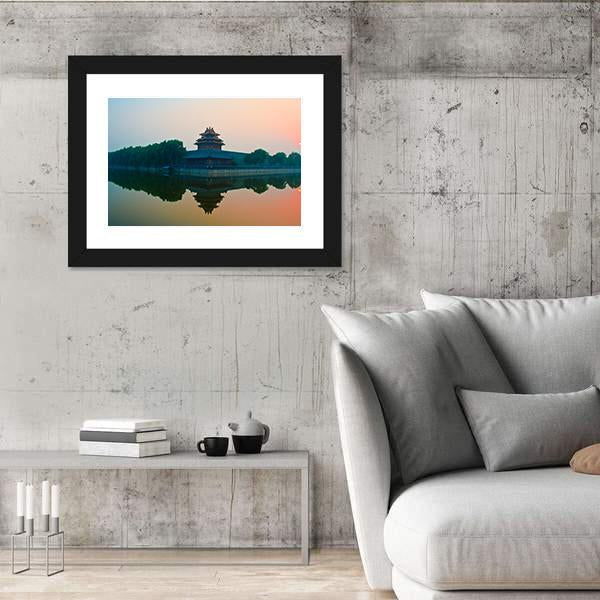 Sunset Over The Forbidden City In Beijing Canvas Wall Art-3 Horizontal-Gallery Wrap-25" x 16"-Tiaracle
