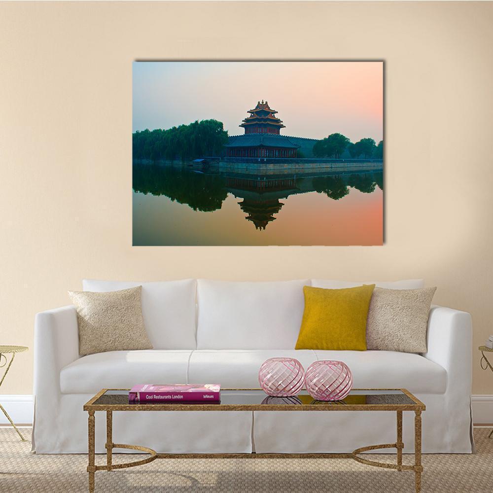 Sunset Over The Forbidden City In Beijing Canvas Wall Art-1 Piece-Gallery Wrap-48" x 32"-Tiaracle