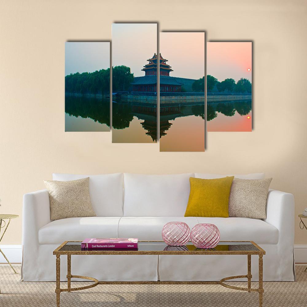 Sunset Over The Forbidden City In Beijing Canvas Wall Art-4 Pop-Gallery Wrap-50" x 32"-Tiaracle