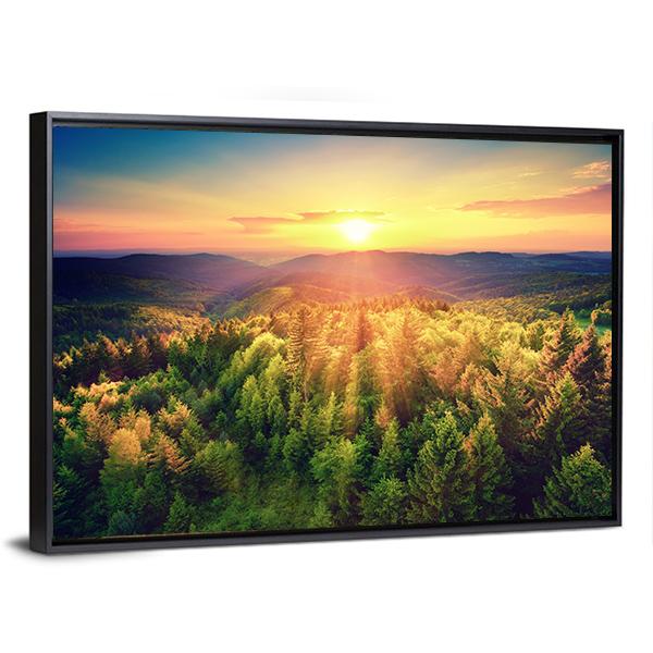 Sunset Over The Forest Hills Canvas Wall Art-3 Horizontal-Gallery Wrap-25" x 16"-Tiaracle