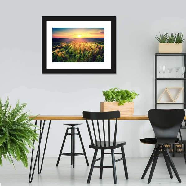 Sunset Over The Forest Hills Canvas Wall Art-3 Horizontal-Gallery Wrap-25" x 16"-Tiaracle