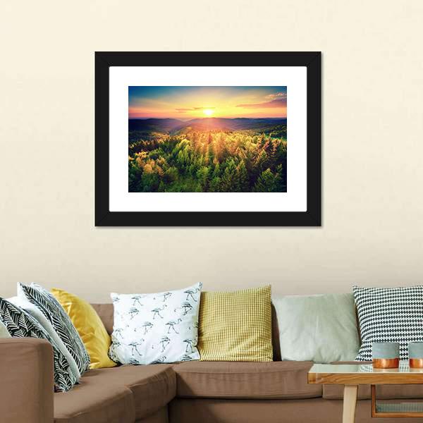 Sunset Over The Forest Hills Canvas Wall Art-3 Horizontal-Gallery Wrap-25" x 16"-Tiaracle