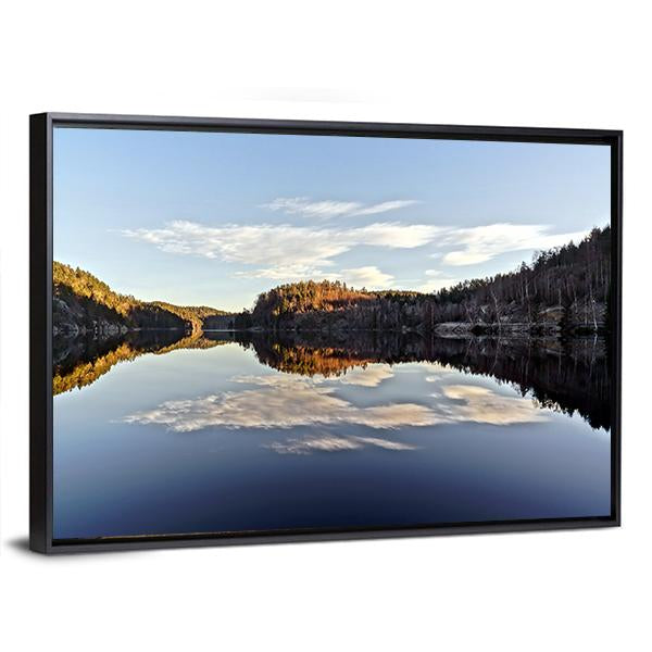 Sunset Over The Frozen Fjord Branch Canvas Wall Art-3 Horizontal-Gallery Wrap-25" x 16"-Tiaracle