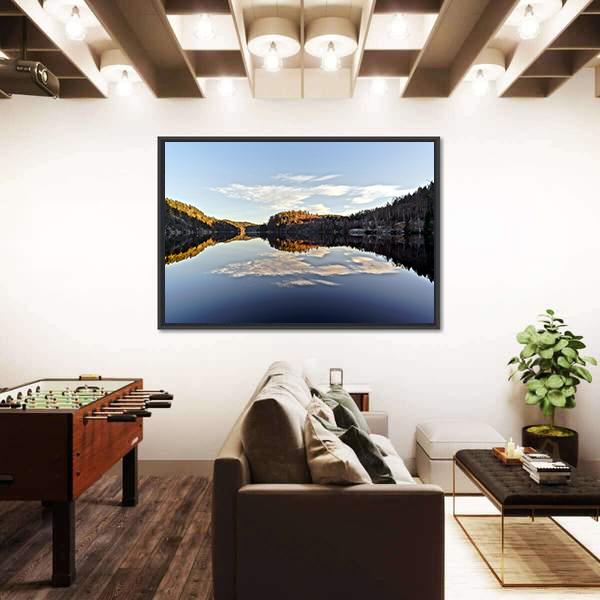 Sunset Over The Frozen Fjord Branch Canvas Wall Art-3 Horizontal-Gallery Wrap-25" x 16"-Tiaracle