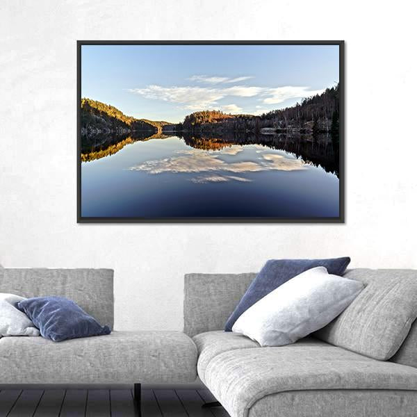 Sunset Over The Frozen Fjord Branch Canvas Wall Art-3 Horizontal-Gallery Wrap-25" x 16"-Tiaracle