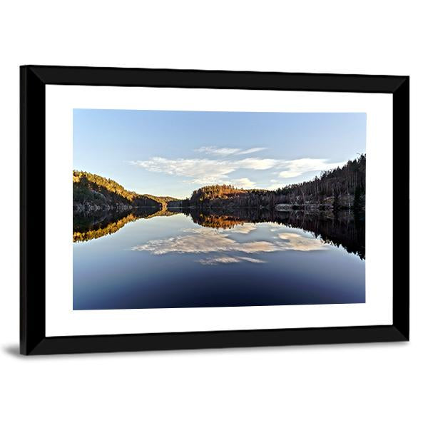 Sunset Over The Frozen Fjord Branch Canvas Wall Art-3 Horizontal-Gallery Wrap-25" x 16"-Tiaracle