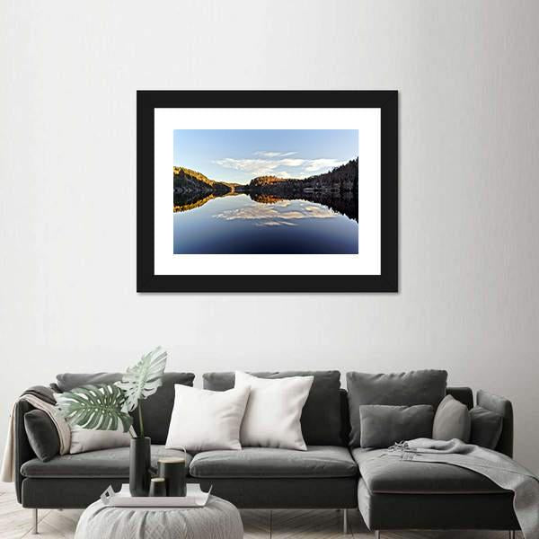 Sunset Over The Frozen Fjord Branch Canvas Wall Art-3 Horizontal-Gallery Wrap-25" x 16"-Tiaracle