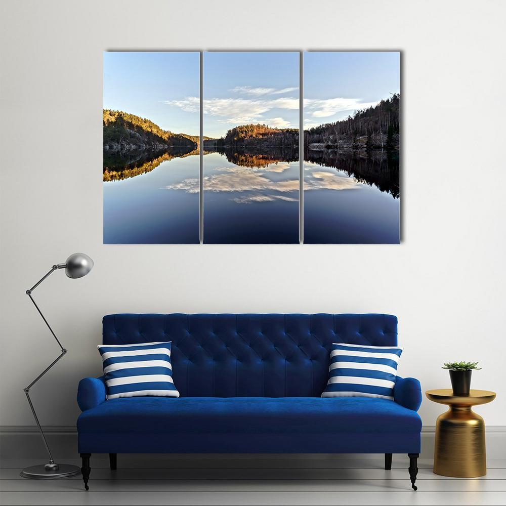 Sunset Over The Frozen Fjord Branch Canvas Wall Art-3 Horizontal-Gallery Wrap-37" x 24"-Tiaracle