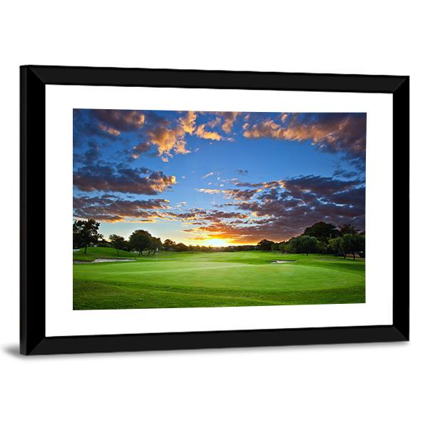 Sunset Over The Golf Course Canvas Wall Art-3 Horizontal-Gallery Wrap-25" x 16"-Tiaracle