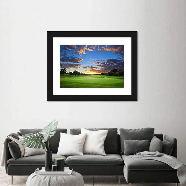 Sunset Over The Golf Course Canvas Wall Art-3 Horizontal-Gallery Wrap-25&quot; x 16&quot;-Tiaracle