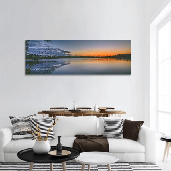 Lake With Clear Sky Panoramic Canvas Wall Art-3 Piece-25" x 08"-Tiaracle