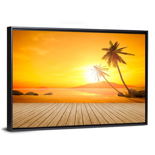 Sunset Over The Ocean Canvas Wall Art-3 Horizontal-Gallery Wrap-25" x 16"-Tiaracle