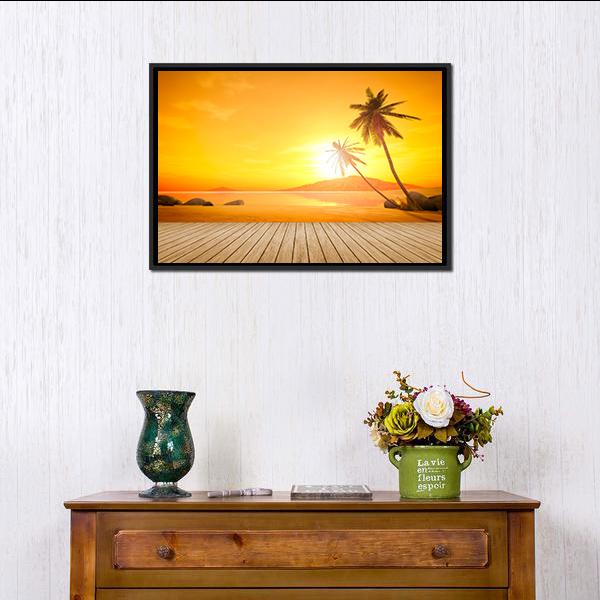 Sunset Over The Ocean Canvas Wall Art-3 Horizontal-Gallery Wrap-25" x 16"-Tiaracle
