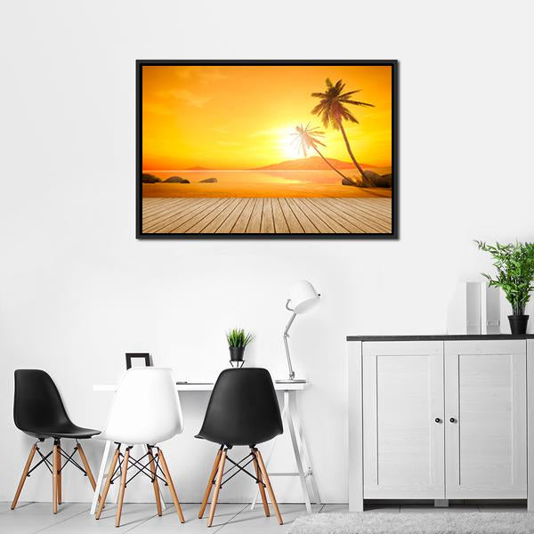 Sunset Over The Ocean Canvas Wall Art-3 Horizontal-Gallery Wrap-25" x 16"-Tiaracle