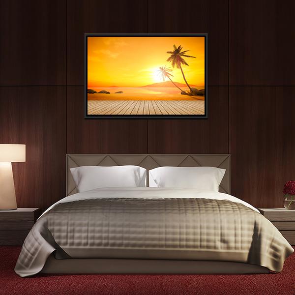 Sunset Over The Ocean Canvas Wall Art-3 Horizontal-Gallery Wrap-25" x 16"-Tiaracle
