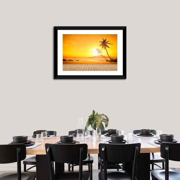 Sunset Over The Ocean Canvas Wall Art-1 Piece-Framed Print-20" x 16"-Tiaracle