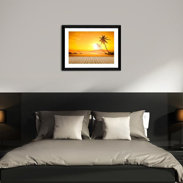 Sunset Over The Ocean Canvas Wall Art-3 Horizontal-Gallery Wrap-25" x 16"-Tiaracle