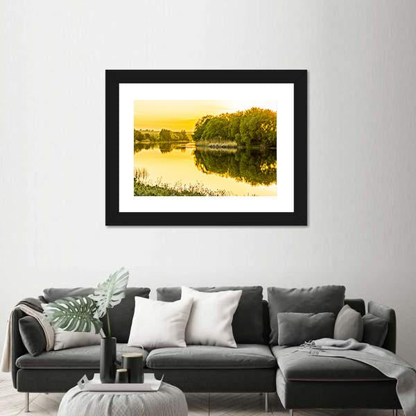 Sunset Over The River Canvas Wall Art-3 Horizontal-Gallery Wrap-25" x 16"-Tiaracle