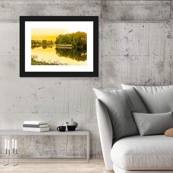 Sunset Over The River Canvas Wall Art-3 Horizontal-Gallery Wrap-25" x 16"-Tiaracle
