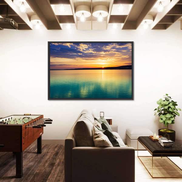 Sunset Over The River In Russia Canvas Wall Art-3 Horizontal-Gallery Wrap-25" x 16"-Tiaracle