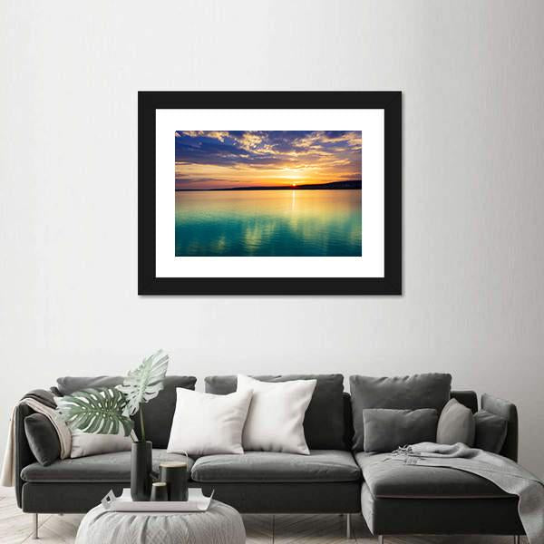 Sunset Over The River In Russia Canvas Wall Art-3 Horizontal-Gallery Wrap-25" x 16"-Tiaracle
