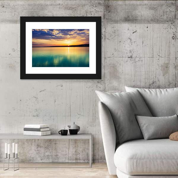 Sunset Over The River In Russia Canvas Wall Art-3 Horizontal-Gallery Wrap-25" x 16"-Tiaracle