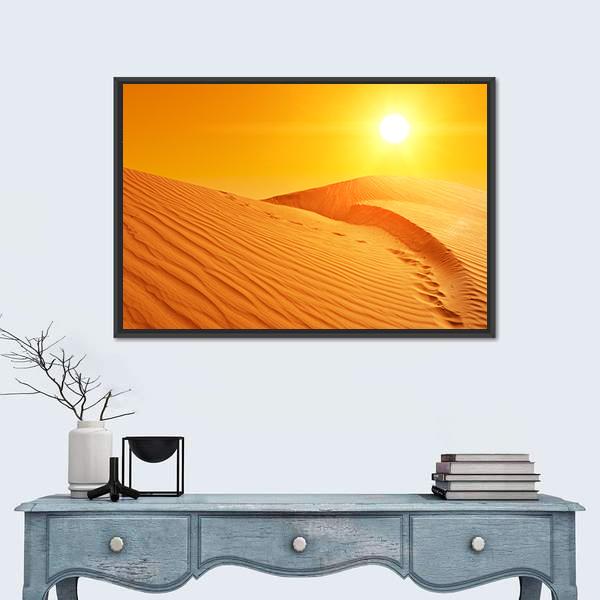 Sand Dunes Of Sahara Desert Canvas Wall Art-1 Piece-Floating Frame-24" x 16"-Tiaracle
