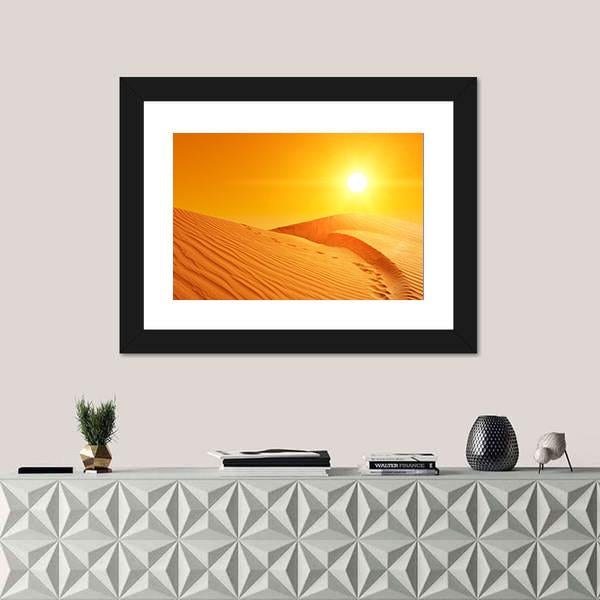 Sand Dunes Of Sahara Desert Canvas Wall Art-1 Piece-Framed Print-20" x 16"-Tiaracle