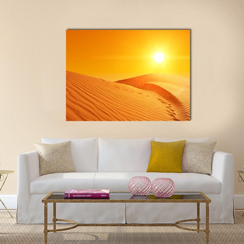 Sand Dunes Of Sahara Desert Canvas Wall Art-1 Piece-Gallery Wrap-48" x 32"-Tiaracle