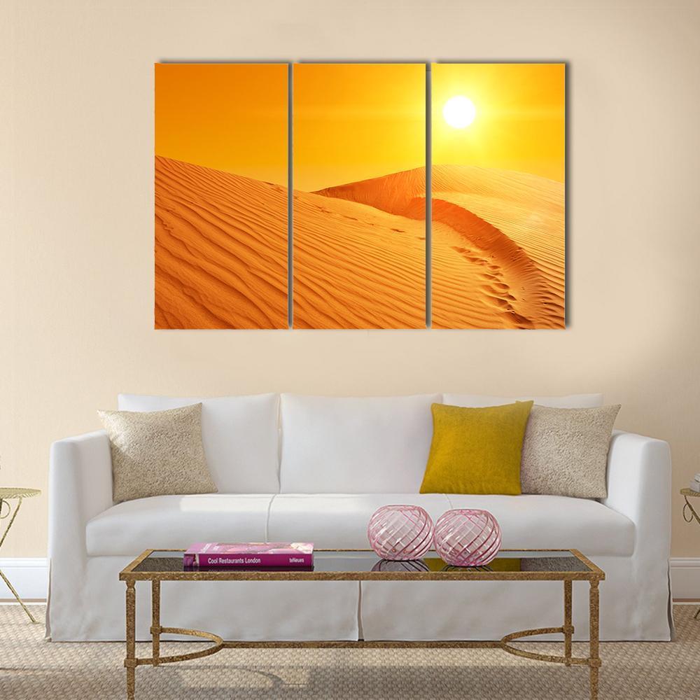 Sand Dunes Of Sahara Desert Canvas Wall Art-3 Horizontal-Gallery Wrap-37" x 24"-Tiaracle