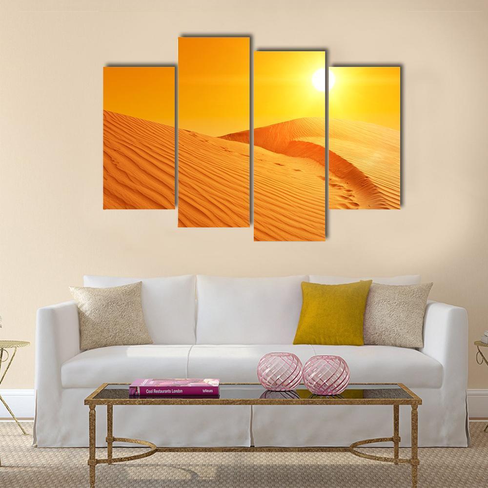 Sand Dunes Of Sahara Desert Canvas Wall Art-4 Pop-Gallery Wrap-50" x 32"-Tiaracle