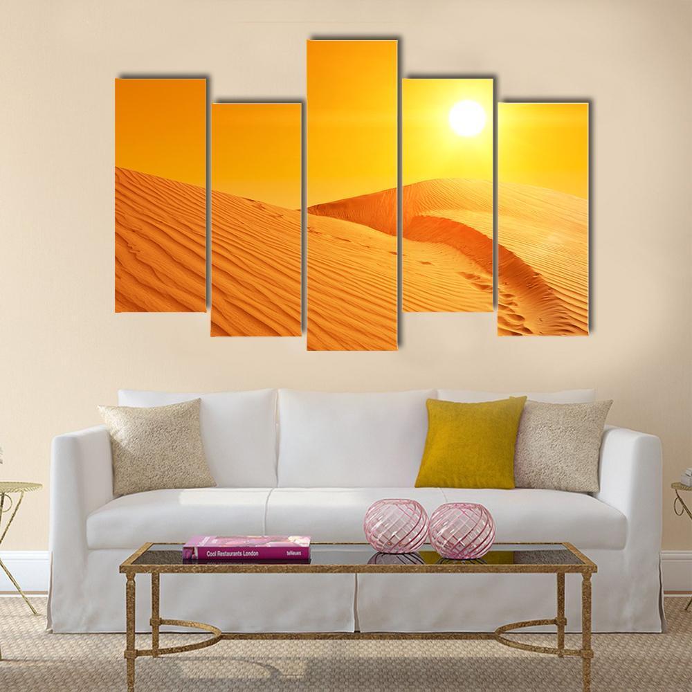 Sand Dunes Of Sahara Desert Canvas Wall Art-5 Pop-Gallery Wrap-47" x 32"-Tiaracle