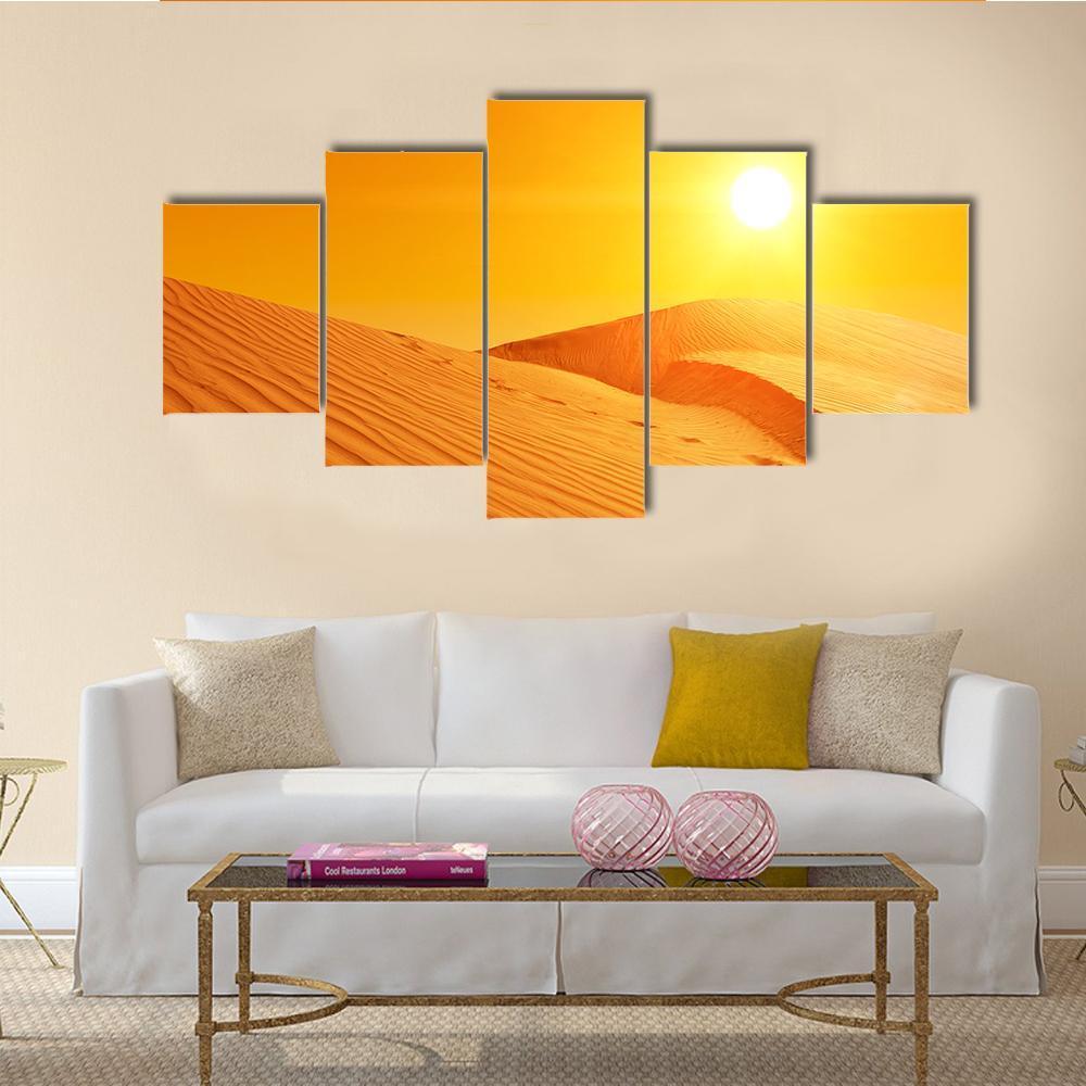 Sand Dunes Of Sahara Desert Canvas Wall Art-5 Star-Gallery Wrap-62" x 32"-Tiaracle