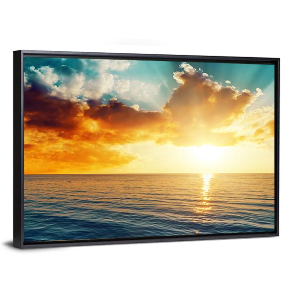 Sunset Over The Sea Canvas Wall Art-3 Horizontal-Gallery Wrap-25" x 16"-Tiaracle