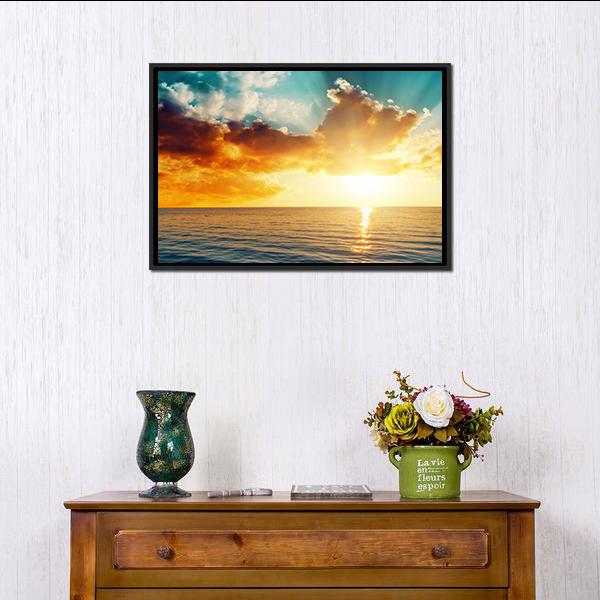 Sunset Over The Sea Canvas Wall Art-3 Horizontal-Gallery Wrap-25" x 16"-Tiaracle