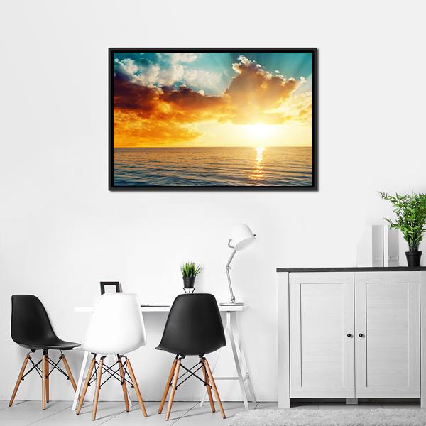 Sunset Over The Sea Canvas Wall Art-3 Horizontal-Gallery Wrap-25" x 16"-Tiaracle
