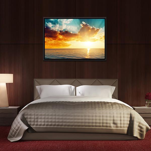 Sunset Over The Sea Canvas Wall Art-3 Horizontal-Gallery Wrap-25" x 16"-Tiaracle