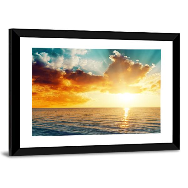 Sunset Over The Sea Canvas Wall Art-3 Horizontal-Gallery Wrap-25" x 16"-Tiaracle