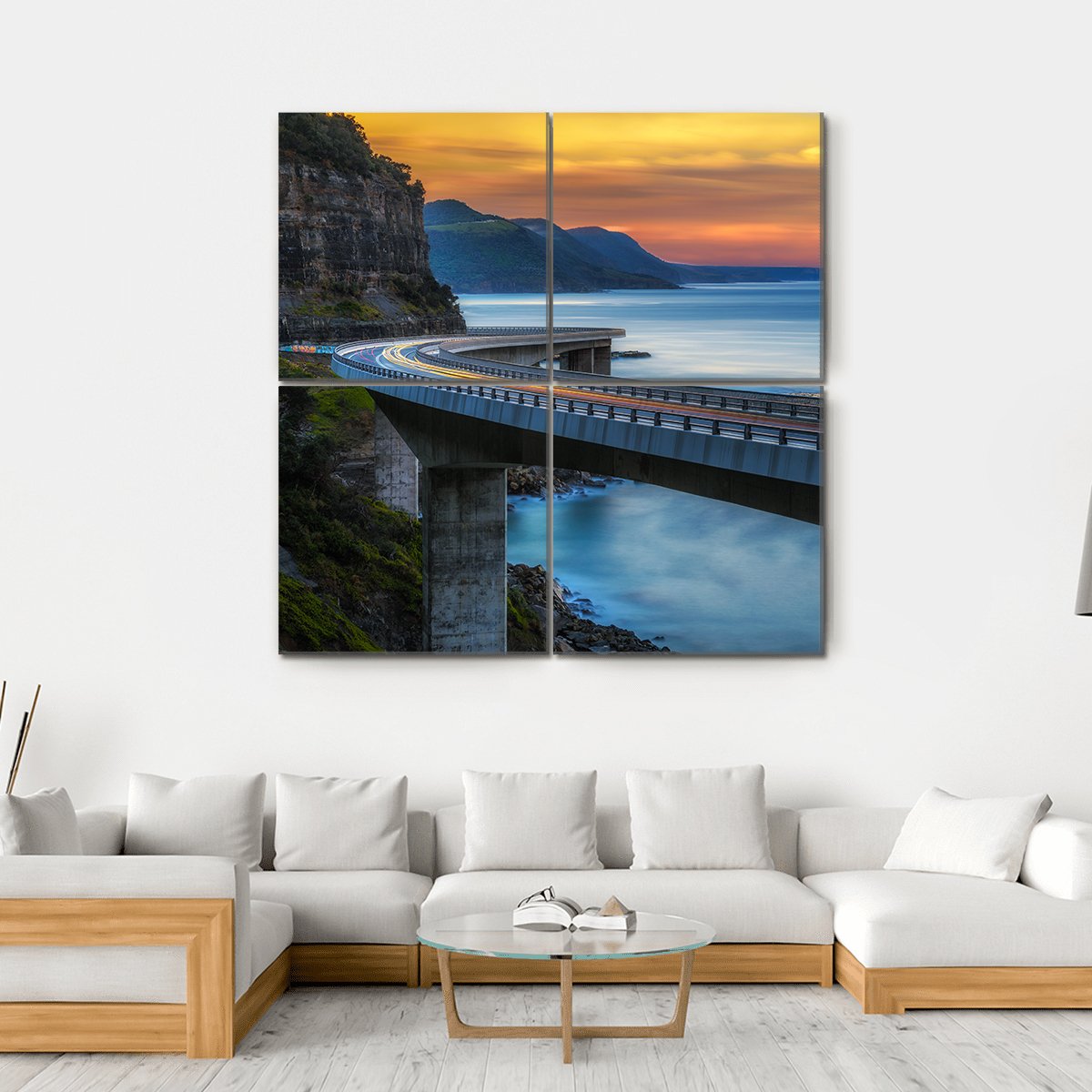 Australian Pacific Ocean Coast Canvas Wall Art-4 Square-Gallery Wrap-17" x 17"-Tiaracle