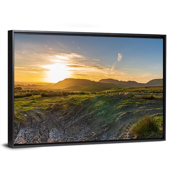 Sunset Over The Yorkshire Dales Near Settle Canvas Wall Art-3 Horizontal-Gallery Wrap-25" x 16"-Tiaracle