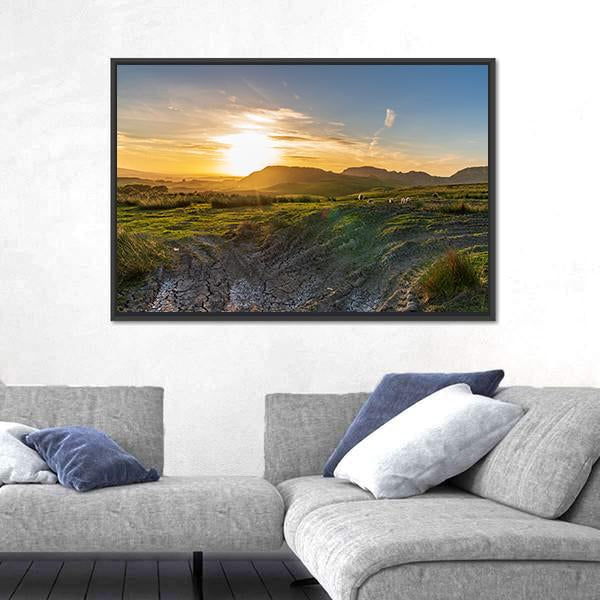 Sunset Over The Yorkshire Dales Near Settle Canvas Wall Art-3 Horizontal-Gallery Wrap-25" x 16"-Tiaracle