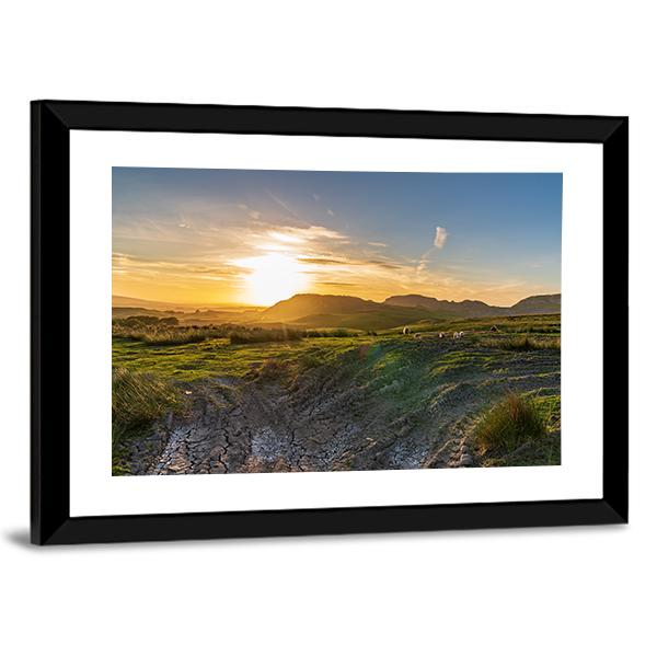 Sunset Over The Yorkshire Dales Near Settle Canvas Wall Art-3 Horizontal-Gallery Wrap-25" x 16"-Tiaracle