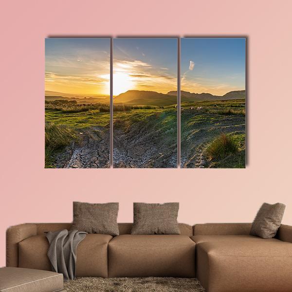 Sunset Over The Yorkshire Dales Near Settle Canvas Wall Art-3 Horizontal-Gallery Wrap-37" x 24"-Tiaracle