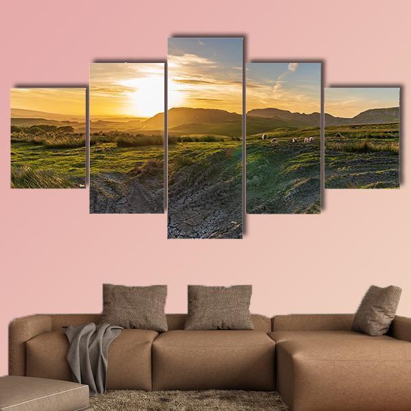 Sunset Over The Yorkshire Dales Near Settle Canvas Wall Art-5 Star-Gallery Wrap-62" x 32"-Tiaracle