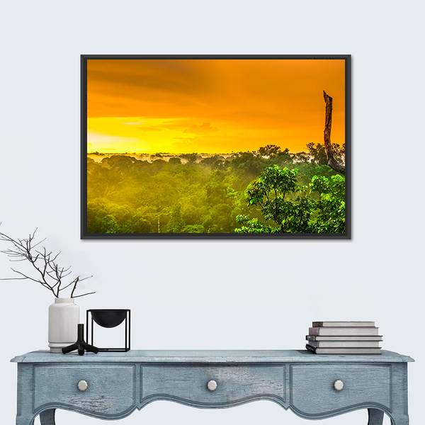 Sunset Over Valley In Brazil Canvas Wall Art-1 Piece-Floating Frame-24" x 16"-Tiaracle