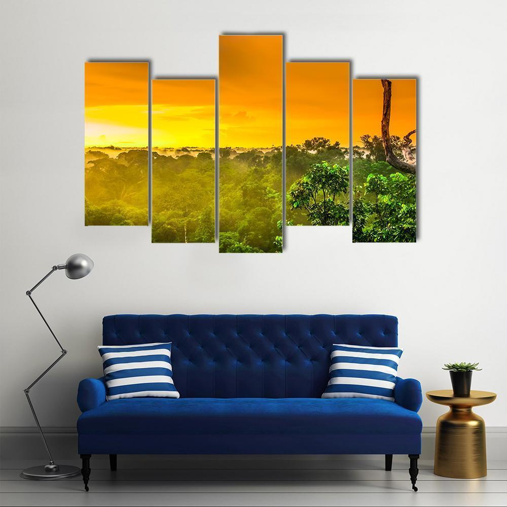 Sunset Over Valley In Brazil Canvas Wall Art-5 Pop-Gallery Wrap-47" x 32"-Tiaracle