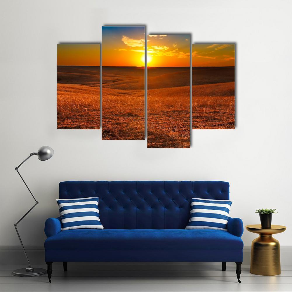 Sunset Overlooking The Flint Hills Of Kansas Canvas Wall Art-4 Pop-Gallery Wrap-50" x 32"-Tiaracle