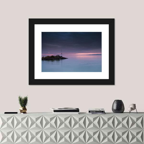 Sunset Scene On Lake Balaton Canvas Wall Art-1 Piece-Framed Print-20&quot; x 16&quot;-Tiaracle